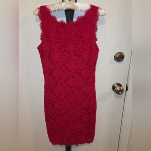 Wendye Chaitin Red Lace Mini Dress